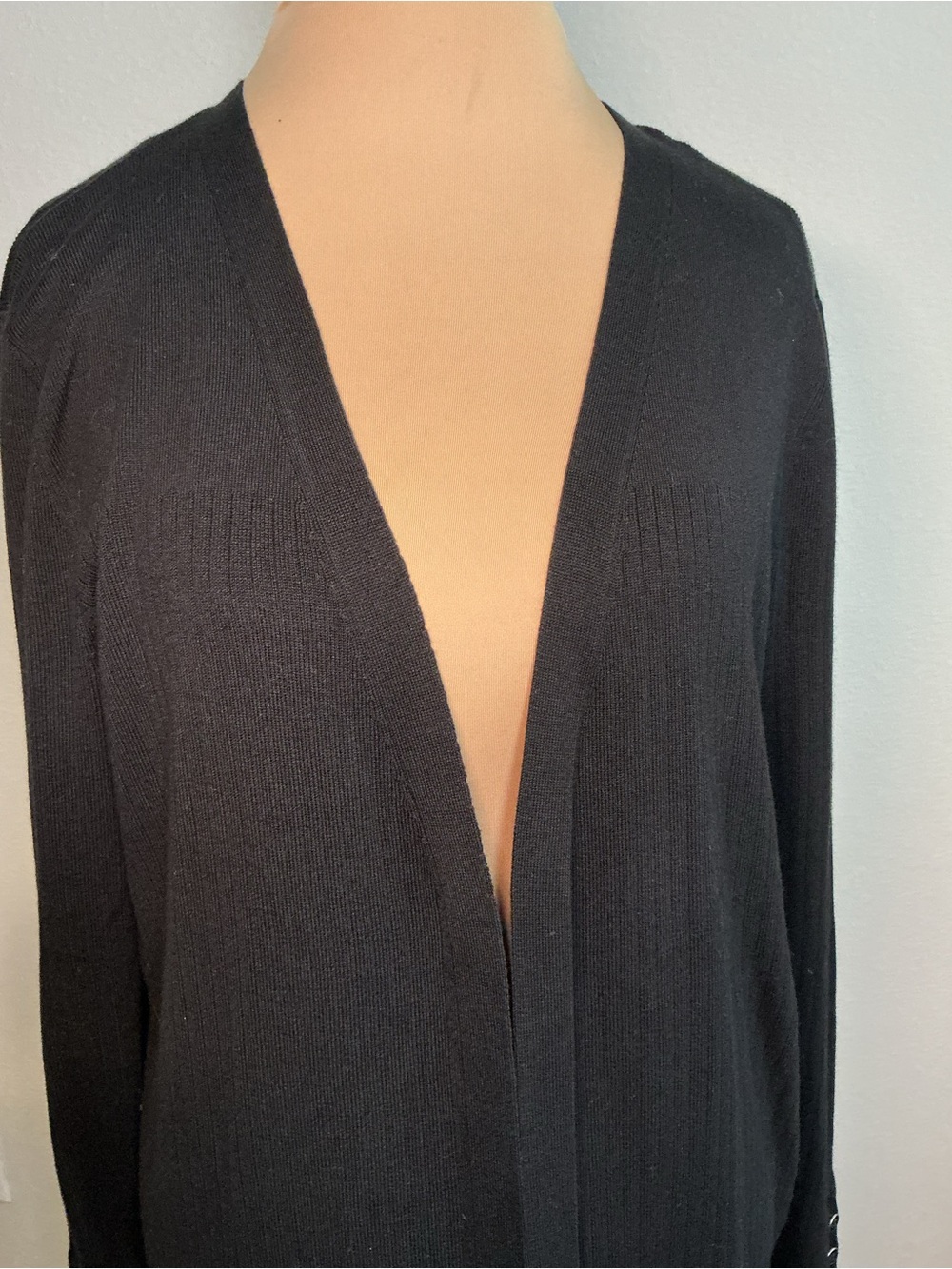 Black Long Open Front Sleep Robe - Picture 5 of 7